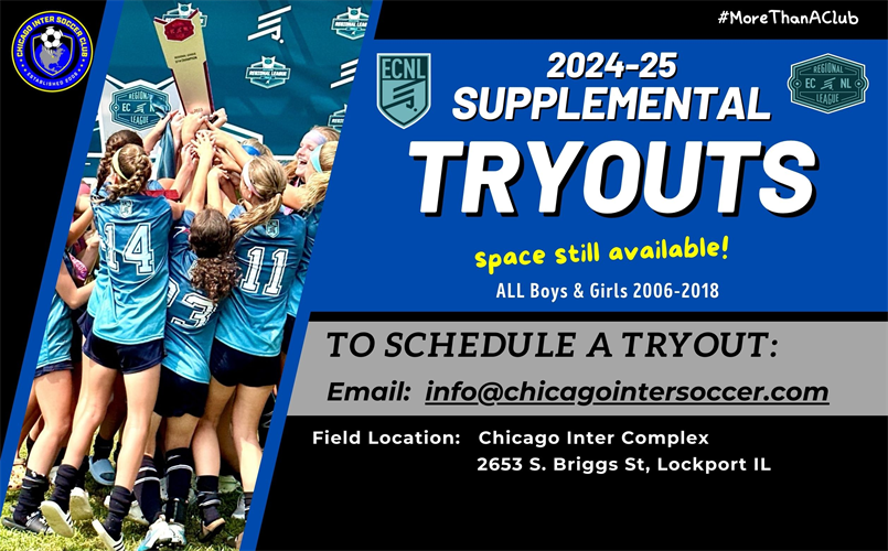 Supplemental Tryouts Available Upon Request